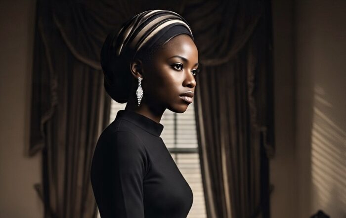 AI image of a widow wearing a black dress