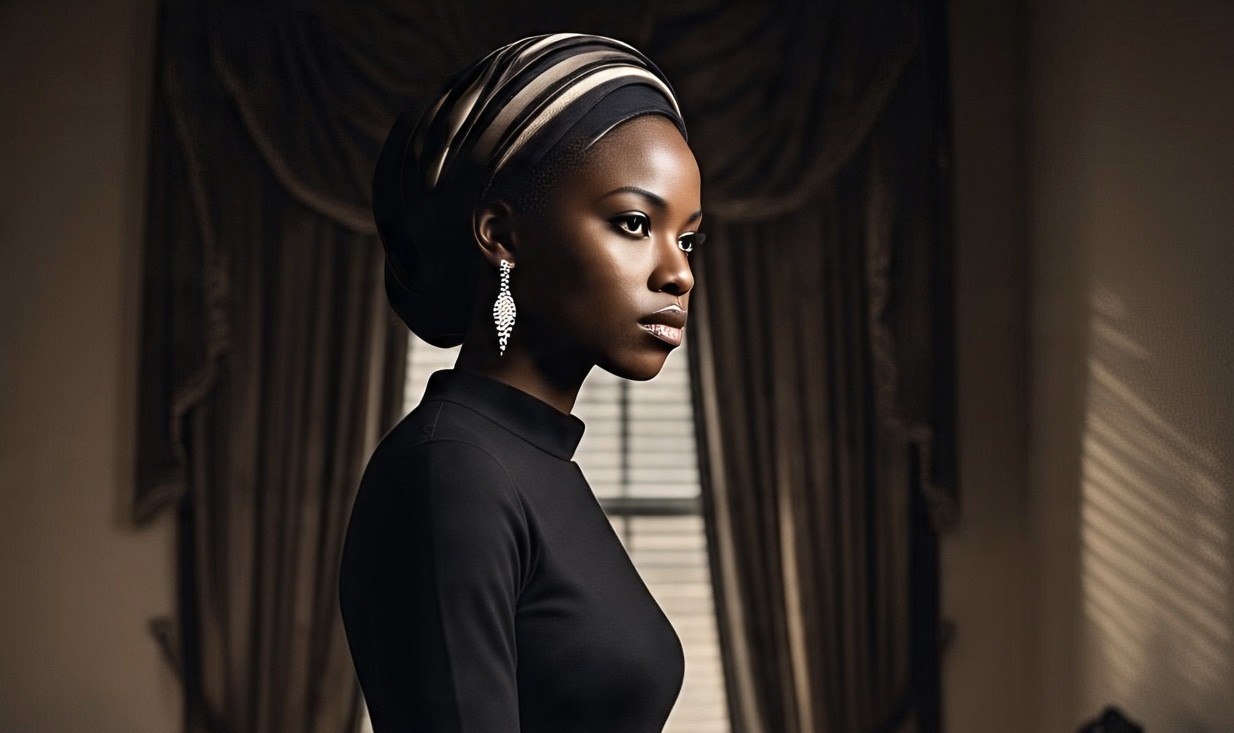 AI image of a widow wearing a black dress